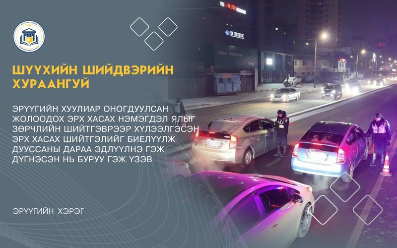 ЭРҮҮГИЙН ХУУЛИАР ОНОГДУУЛСАН ЖОЛООДОХ ЭРХ ХАСАХ НЭМЭГДЭЛ ЯЛЫГ ЗӨРЧЛИЙН ШИЙТГЭВРЭЭР ХҮЛЭЭЛГЭСЭН ЭРХ ХАСАХ ШИЙТГЭЛИЙГ БИЕЛҮҮЛЖ ДУУССАНЫ ДАРАА ЭДЛҮҮЛНЭ ГЭЖ ДҮГНЭСЭН НЬ БУРУУ ГЭЖ ҮЗЭВ