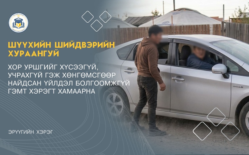 ХОР УРШГИЙГ ХҮСЭЭГҮЙ, УЧРАХГҮЙ ГЭЖ ХӨНГӨМСГӨӨР НАЙДСАН ҮЙЛДЭЛ БОЛГООМЖГҮЙ ГЭМТ ХЭРЭГТ ХАМААРНА